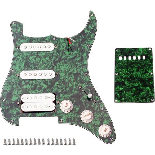 Green Durable Electric Guitar Prewired SSH Humbucker Picup Pickguard for ST Guitar