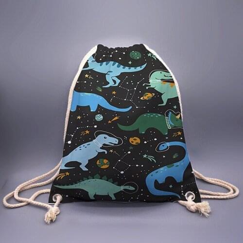 Women Mens Drawstring Bag, Dinosaur Print Cute Travel Backpack, Fashionable