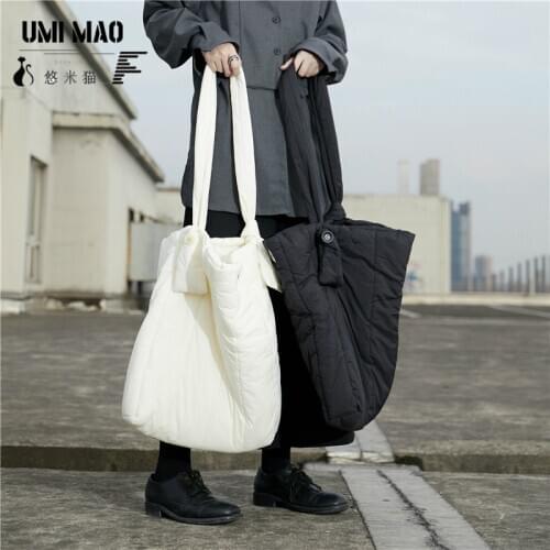 UMI MAO Winter Niche Yamamoto Dark Design, Lazy Large-capacity One-shoulder Messenger Cotton Bag