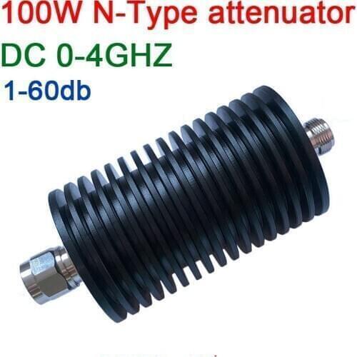 100W N-Type RF Coaxial attenuator 1db 2db 3db 5db 6db 10db 15db 20db 30db 40dB 50db 60db DC 0-4GHz 50ohm for microwave