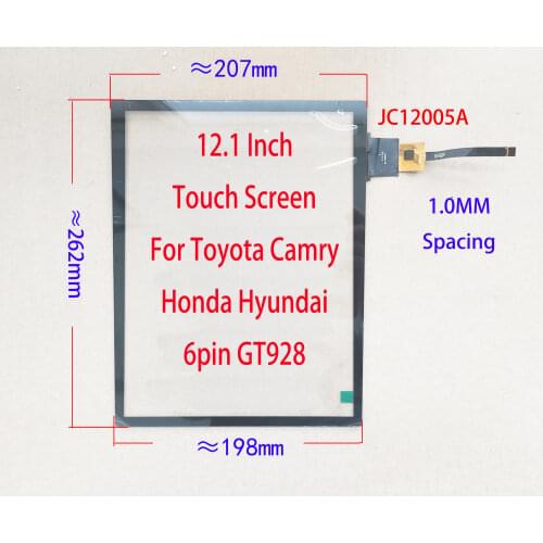 12.1 Inch Capacitive Touch Screen Sensor Digitizer Tesla Style For Toyota Camry GT928 6Pin 307(207)*262mm