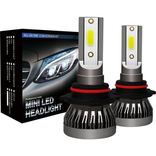 2pcs Mini 1 Auto Headlight Lamp 9005 9006 H1 H4 H7 H11 Imported COB Chip 90W 12000LM White High Power Car LED Light