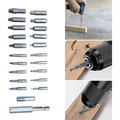 22Pcs/Set Damaged Screw Extractor Drill Bit Set Easily Take Out Stripped Broken Screw Bolt Remover Extractor Demolition Tools