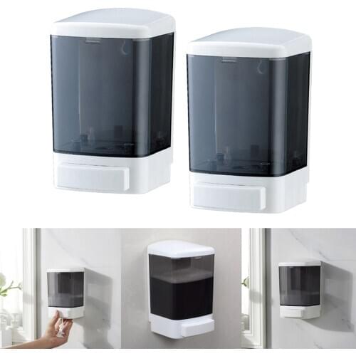 2x Liquid Soap Dispenser Wall Mounted Shower Gel Dispenser Sink Bathroom
