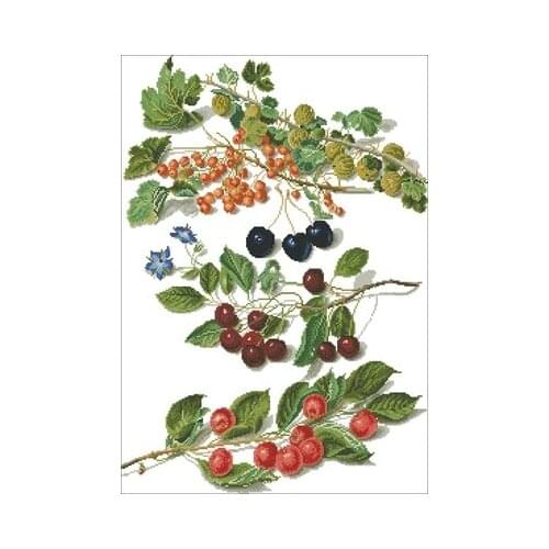 34-TG-3063 Fruit-cherry Needlework,For Embroidery,DIY 14CT Unprinted Arts Cross stitch kits Set Cross-Stitching Home Decor