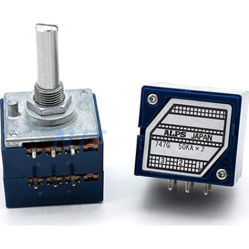 50K ALPS RK27 Double Volume Potentiometer Dual 50KAx2 6pin Round Handle Rotary Switch