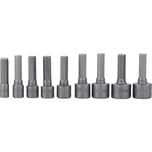 9 Piece 1/4 Drive Metric Hex Bit Socket Set Chrome-vanadium Made Nut Driver