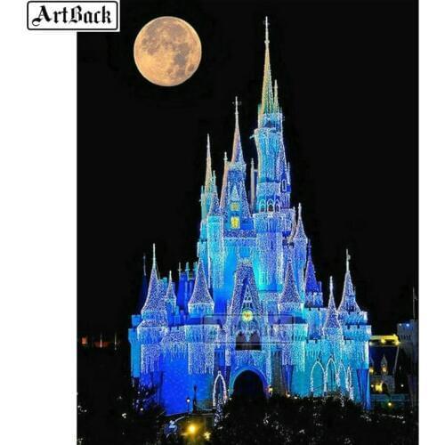 Diamond painting castle night view diy 5d full square landscape diamond mosaic art 3d round diamond embroidery handmade crafts