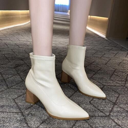 2020 New Autumn Winter Genuine Leather Retro Square Toe Zipper Ankle Boots Square Heel All Match Women Shoes Size 34-39