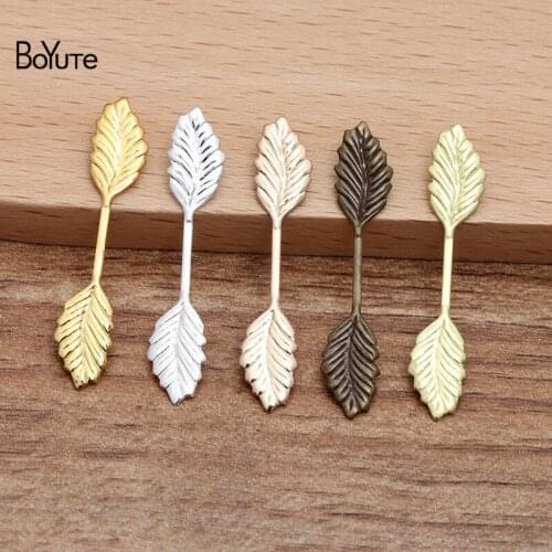 BoYuTe Wholesale (200 Pieces/Lot) 35*7MM Metal Brass Stamping Leaf Materials Hand Made Diy Jewelry Findings Components