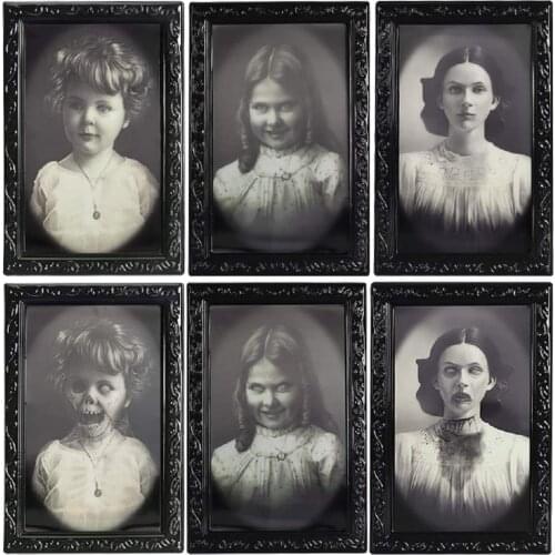 3D Ghost Decorative Painting Halloween Bar Haunted House Festival Face Change Photo Painting Frame Stage Decoration Prop Horror