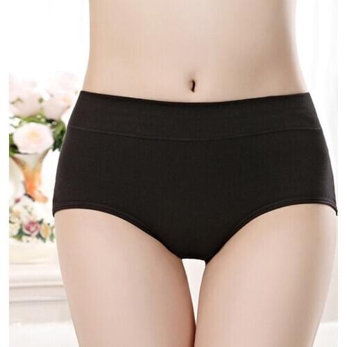Breathable Underwear Fashion Panties Women Cotton Blend Briefs For Female Seamless Mid Waist Lingerie Pants Solid Color