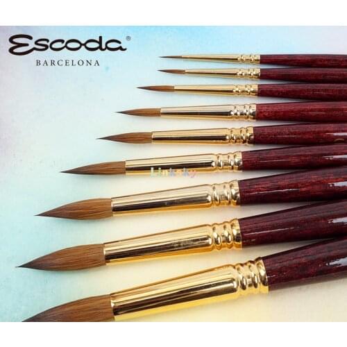 Escoda Reserva 1212 Series,Artist Watercolor Short Handle Round Paint Brush, Pure Kolinsky-Tajmyr,Available in many sizes