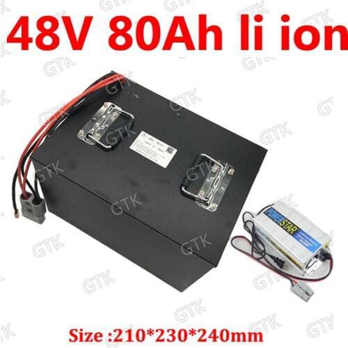 GTK 48V 80AH Lithium ion Li-ion battery no 48V 100AHbattery BMS for 5000w RV EV scooter tricycle fishing boat + 10A Charger