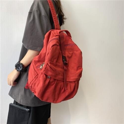 Canvas Backpacks For Women 2020 Fashion Design Mens Solid Color Large Capacity Laptop Backpack For Teens Travel School Bag Sac