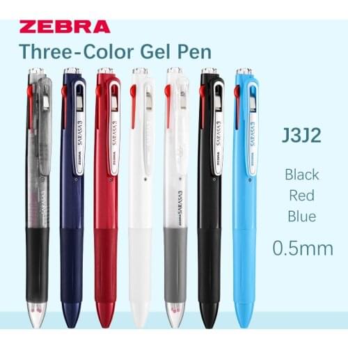 1pc ZEBRA J3J2 Multi-function Gel Pen Three Colors 0.5mm Black Red Blue Student Writing Business Office Supplies