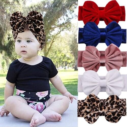 2021 New Fashion 5" Velvet Bow Head Wrap Trendy DIY Hair Accessories Children Girl Hot Soft Headband Elastic Headwear