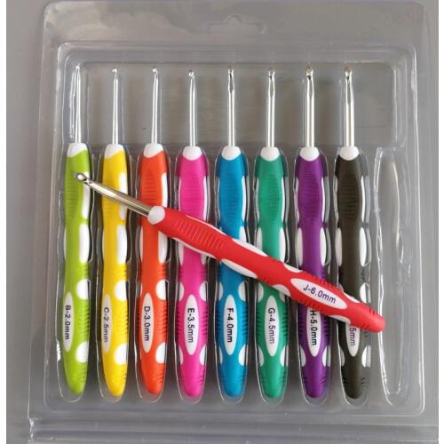 9Pcs/Set Ergonomic Crochet Hook Set Crochet Needles Knitting Needle Sewing Accessories