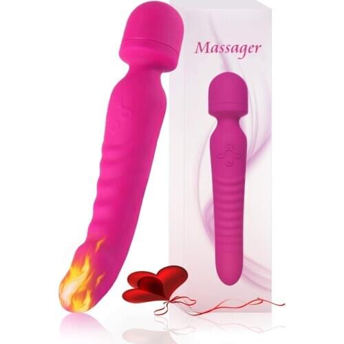 Heating Vibrator Av Wand Massager Vibrator Waterproof Soft Dildo Vibrator G Spot Clitoris Stimulator Adult Sex Toys for Woman