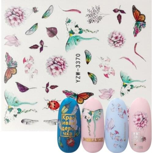 Nail Sticker Water Decals Butterfly Flower Insect Series Nail Tips Manicure Full Wraps Nail Decor 32 Designs For Choose