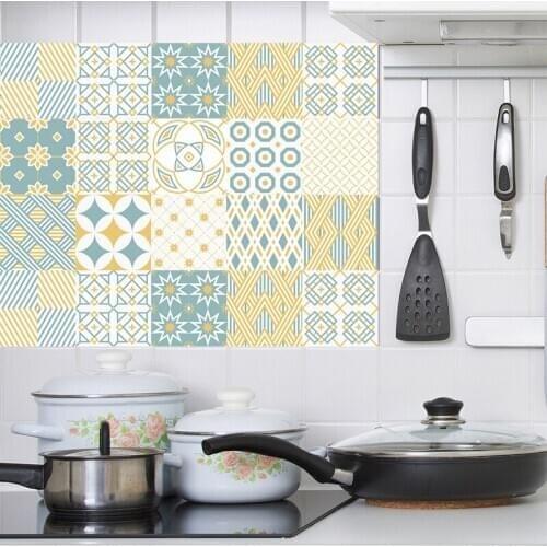 Geometric Style Tiles Wall Sticker Desk Wardrobe Kitchen Decoration Art Mural Bathroom Glass Waist Line PVC Wallpaper