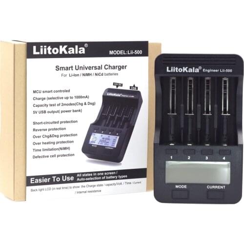 NEW Liitokala lii500 LCD 3.7V/1.2V AA/AAA 18650/26650/16340/14500/10440/18500 Battery Charger with Screen+12V 2A Adapter USB5V1A
