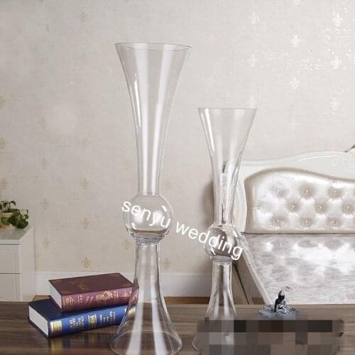 New style Round Tall Trumpet Wholesale Table acrylic Vases For Wedding Centerpieces Decoration senyu0061