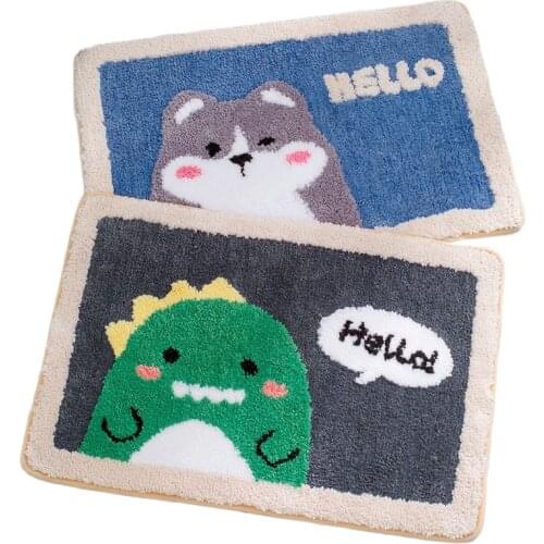 Adorable Dog Dinosaur Plush Mat Soft Anime Dog Strawberry Non-slip Washroom Mat Absorbent pad Long Plush Dolls toys