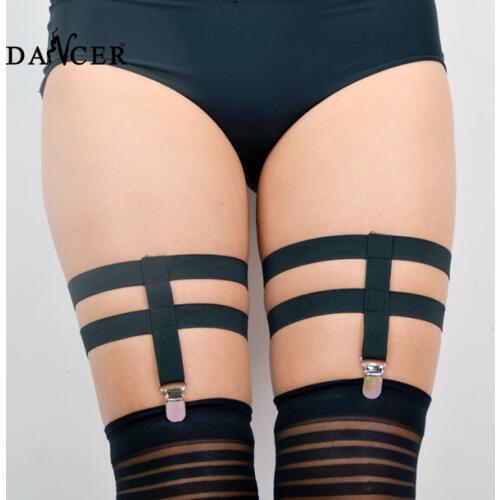 One pair harajuku goth sexy lingerie suspenders leg garter belt thigh harness body cage cosplay strumpfband free size P0044