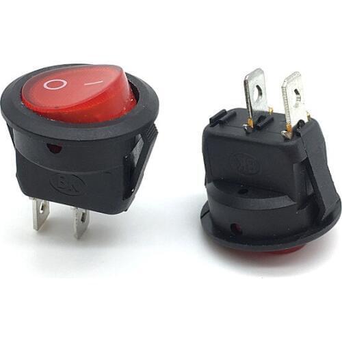 Wholesale 100pcs/lot Red Button ON-OFF SPST KCD1-2 Round Rocker Switch 15mm 2PIN 3A/250V 6A/125V AC