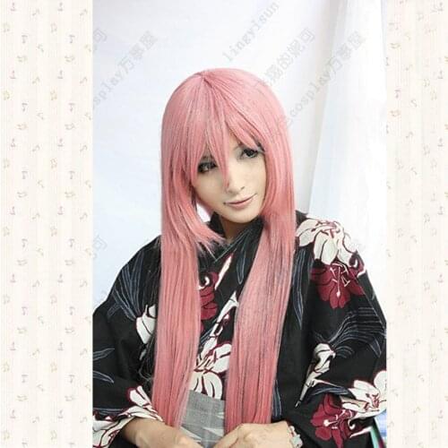 100cm Long Pink Straight Synthetic Hair Cosplay Wig Costume Party Wigs + Free Wig Cap