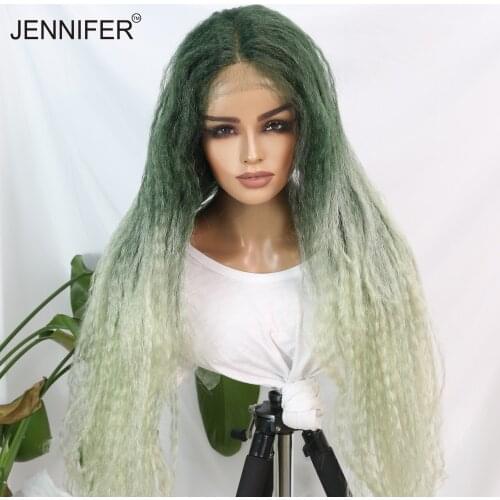 Synthetic Part Lace Wigs For Women 30 inch Long Curly Hair Ombre Green/Orange Color High Temperature Fiber Cosplay/Party