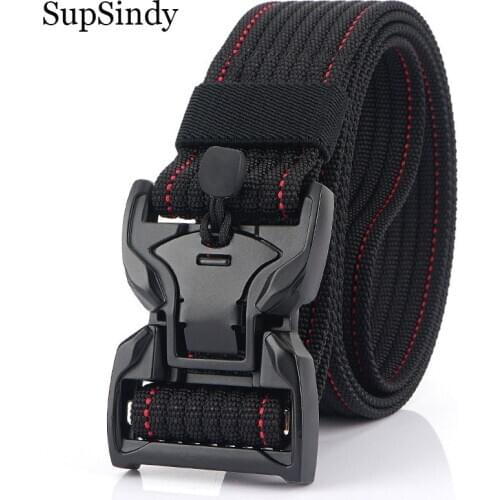 SupSindy Army Military Men Real nylon tactical belt Quick release magnetic buckle canvas belt jeans Waistband outdoor male strap