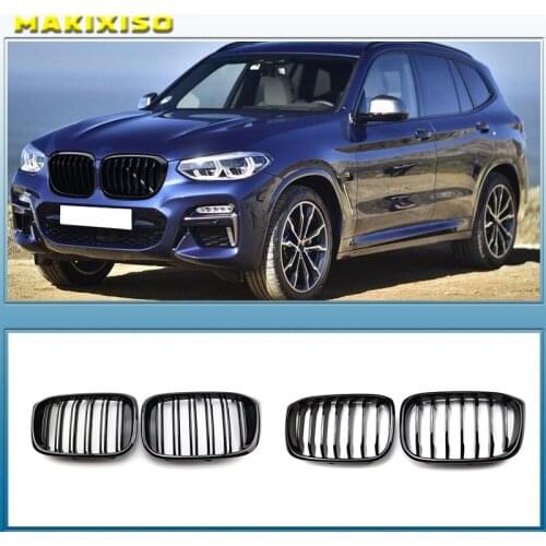 1 Pair Front Grille Kidney Grill 1 Slat For BMW G01 G02 G08 X3 X4 2018 2019 2020 Car Styling Gloss Matte black Racing Grills