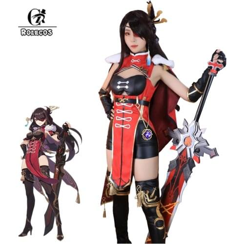ROLECOS Game Genshin Impact Beidou Cosplay Costume Beidou Dress Cosplay Game Genshin Impact Costume Cloak Gloves Women Halloween
