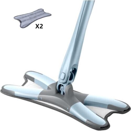 X-type Microfiber floor mop with 2pc mop cloth replace Hand-free wash flat mop cleaner Manual Extrusion Household Cleaning Tools