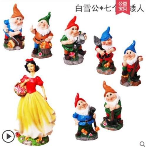 Snow White seven dwarfs put out New Year figure flower garden kindergarten garden resin sculpture decoration crafts statue
