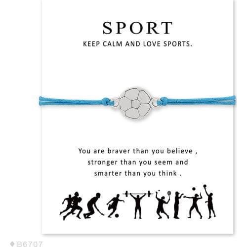 Unisex Adjustable Friendship Statement Jewelry with Card Silver Soccer Charm Bracelets for Women