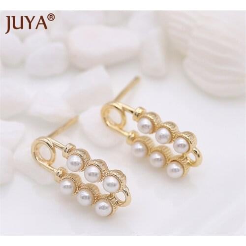 Vintage Pin Shape With Pearl Earring Hoop Hook Exquisite Jewelry Accessories For Girls DIY Earrings Finding New Arrival
