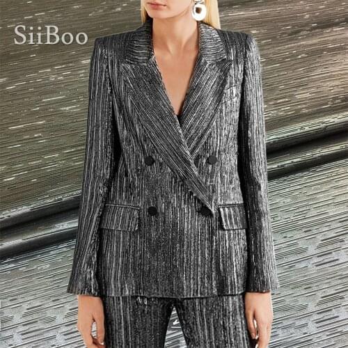 American luxury style grey silver jacquard fabric with metallic stripe for autumn dress coat pants tela metálica a rayas SP5760