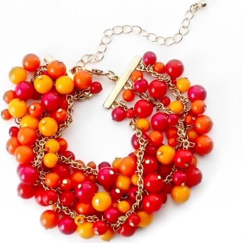 Fashion Trendy Bohemia Red Beads Handmade Bracelet Bangles Jewelry for Women Female Vacation Beach Boho Beads Bracelet Gifts