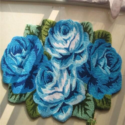 110*70cm Hot sales rose flocking rug flocking carpet for living room pink red purple
