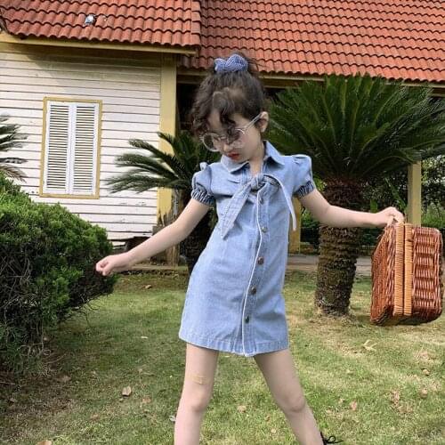 2021 Summer New Mother and Daughter Denim Dresses Mommy and Me Clothes Baby Girls Denim Dresses for Party Toddlers Cotton Dress
