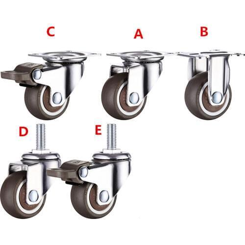 4 Pcs 32mm TPE ultra quiet rubber wheel bearing 80kg brake cabinet furniture casters brake wheel with screw