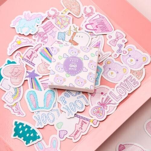 40 Pcs Kawaii Sticker Colorful Bear Constellation Cat Pattern Stickers DIY Decoration Scrapbooking Stick Label Diary Stationery