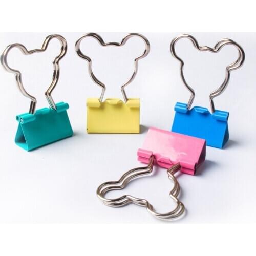 40pcs Creative Cartoon Binder Clips 25mm Colored Paper Planner Clips Office Desk Accessories Metal Binder Clip Kawaii Stationery