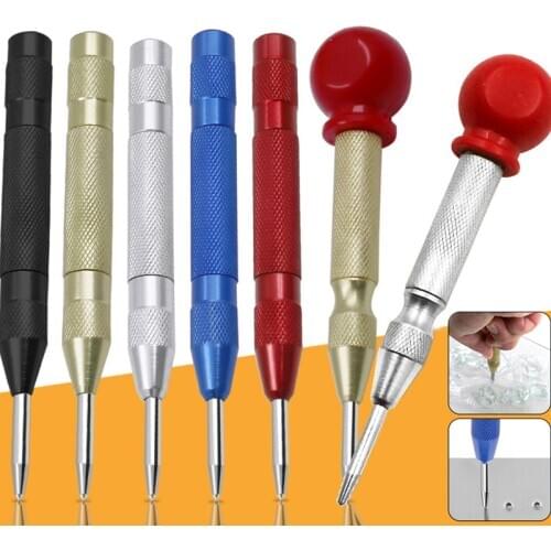 5-inch automatic center pin spring loaded mark center punch tool wood indentation mark woodworking tool bit