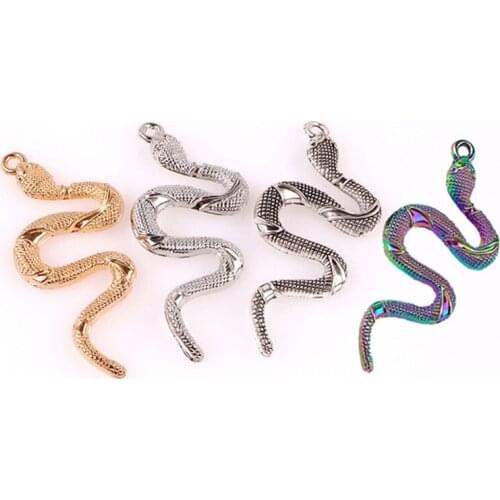 5Pcs/Lot Rainbow Color Snake Charms Diy Pendant Women Keychain Earrings Jewelry Wholesale