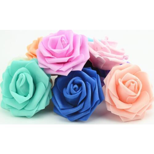 50pcs 7cm Artificial PE Foam Roses Flowers For Home Wedding Decoration Scrapbooking handmade Fake Flower Heads Kissing Balls