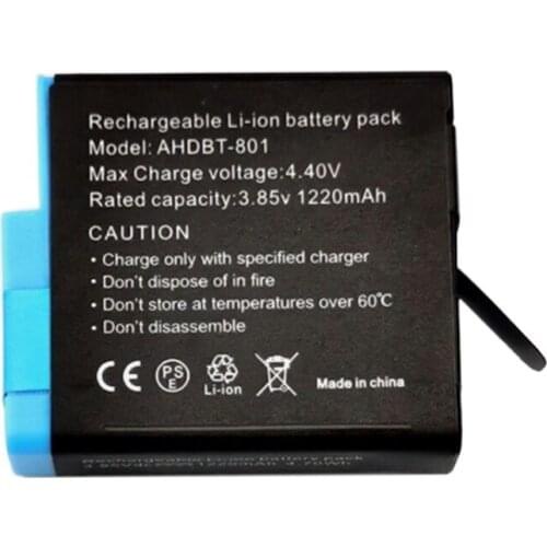 3.85V 1220mAh Full Decoding Battery Energy Saving Lithium Battery Compatible with Hero 5/6/7/8 Action Camera